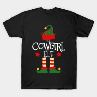 Cowgirl Elf Matching Family Group Christmas Party Pajamas T-Shirt